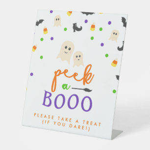 Peek a Boo Halloween Baby shower Reclamebord Met Voetstuk