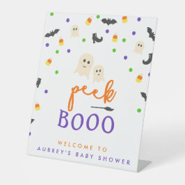 Peek a Boo Halloween Baby shower Welkomstbord Reclamebord Met Voetstuk
