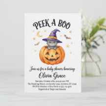 "Peek A Boo" Halloween babyshower uitnodiging