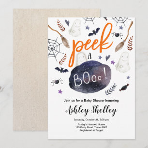 Peek a Boo Halloween Genderneutraal Baby shower Kaart