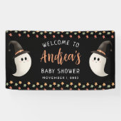 Peek a Boo Halloween Ghost Baby shower Welkom Spandoek (Horizontaal)