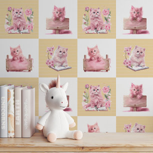 Peek-A-Boo Kat! Roze Kitten & Boek Behang