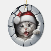 Peek-a-boo Kitten Kerstmis Keramisch Ornament (Links)