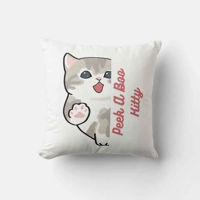 "Peek A Boo Kitty Doux Coussin de Chat" (Recto)