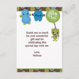 Peek a Boo MONSTERS Dank u 3,5 "x5" PABC (PLAT) Bedankkaart