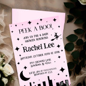 Peek a Boo Roze Halloween Baby shower Invitation Kaart