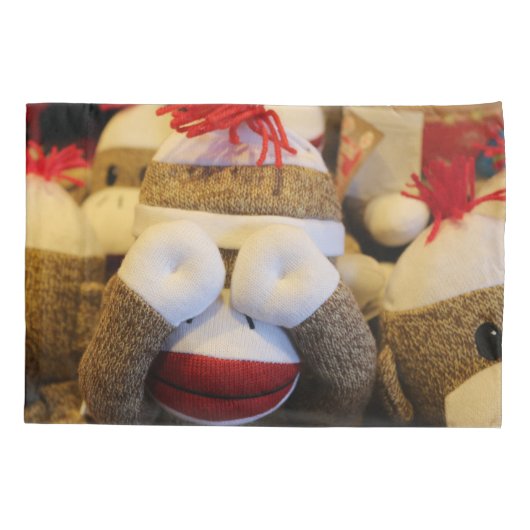 Peek-a-boo Sock Monkey Kussensloop (Achterkant-Links)