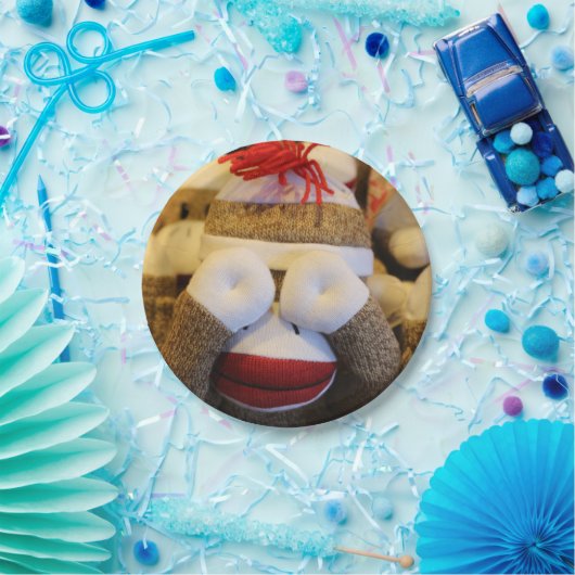 Peek-a-boo Sock Monkey Papieren Bordje (Feest)