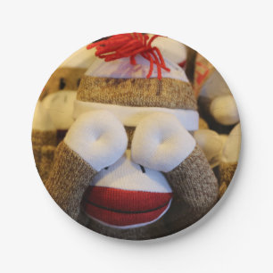Peek-a-boo Sock Monkey Papieren Bordje