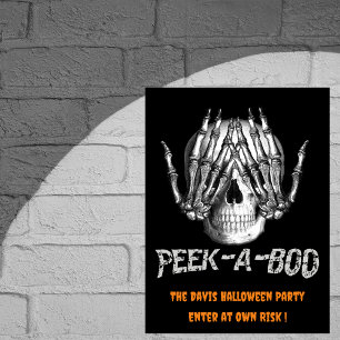Peek A Boo Spooky Skull Halloween Poster