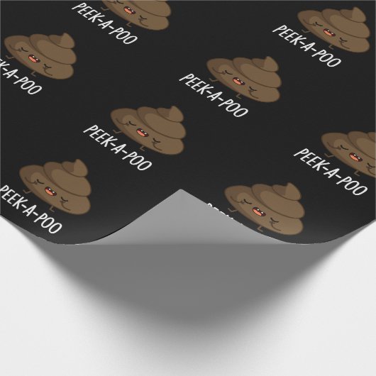 Peek A Poo Funny Poop Pun Dark BG Cadeaupapier (Hoek)