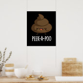 Peek A Poo Funny Poop Pun Dark BG Poster (Keuken)