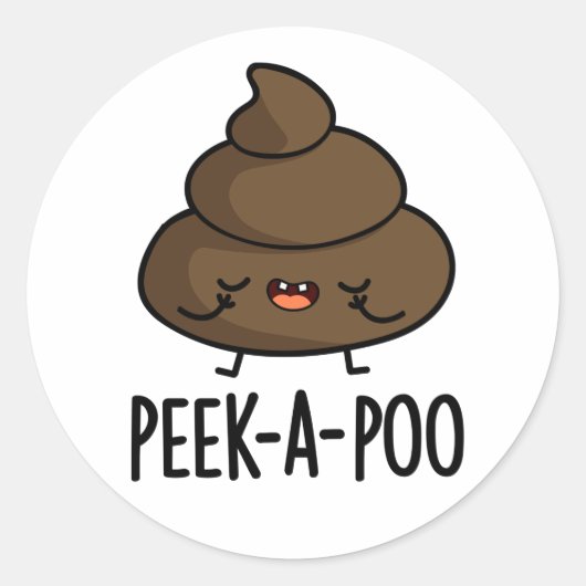 Peek A Poo Funny Poop Pun Ronde Sticker (Voorkant)