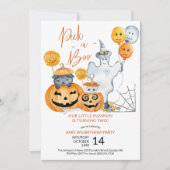 Peek een Boo kleine pompoen draaien twee 2e verjaa Kaart (Voorkant)