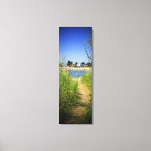 PEEK VAN DE VILLAGE FOTO VAN HET LAKE UITZICHT OP CANVAS AFDRUK