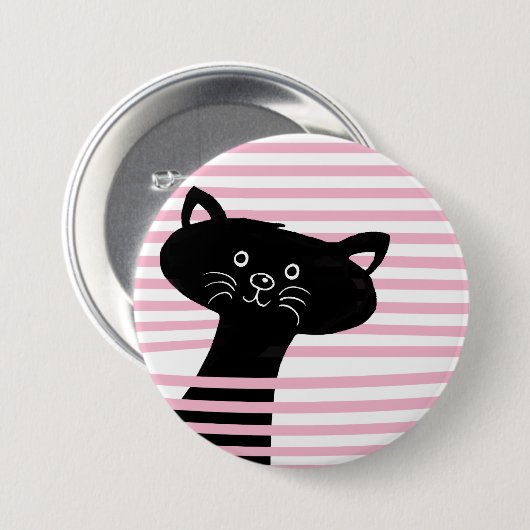 Peekaboe! Schattigee zwarte kat Cartoon Button (Voorkant /achterkant)