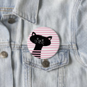 Peekaboe! Schattigee zwarte kat Cartoon Button (In situ)