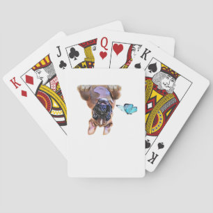 Peekaboo Boxer met vlinders Pokerkaarten