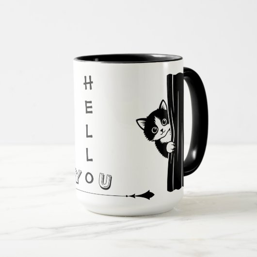Peekaboo Cat Funny Mug (Devant droit)