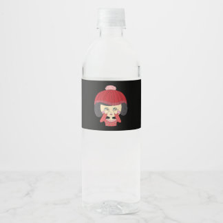 Peekaboo Girl Luiaard Design Waterfles Etiket