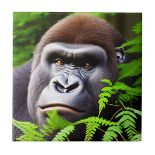 Peekaboo Gorilla, keramische Tegel Tegeltje
