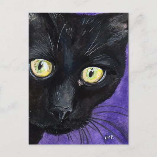 Peekaboo | Illustratie Waterverf zwarte kat Briefkaart (Voorkant)