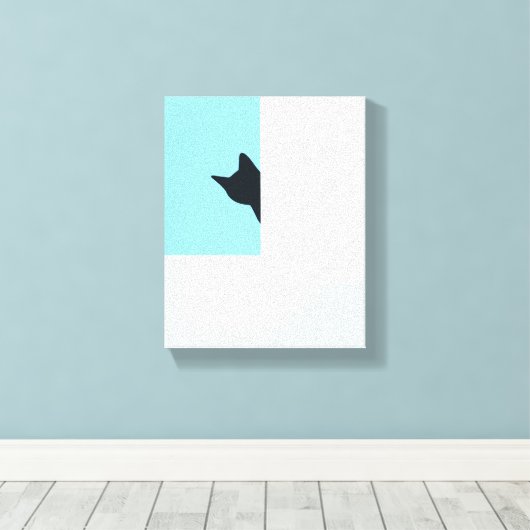 Peekaboo | Kat piept rond hoekschilderij Canvas Afdruk (Insitu (Houten vloer))