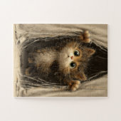 Peekaboo Kitten - Puzzle de rideau cosy (Horizontal)