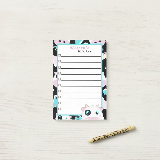 Peekaboo-Koe Post-it® Notes (Op bureau)