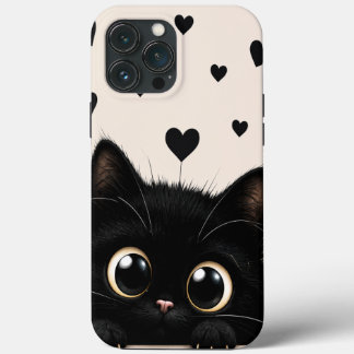 Peekaboo Midnight Kitten Phonehoes iPhone 13 Pro Max Hoesje