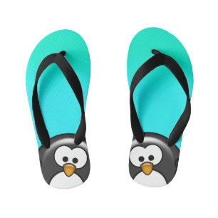 Peekaboo Penguin Aqua Kinder Teenslippers