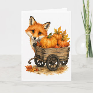 Peekaboo Pumpkin Patch Vos Herfst Aquarel Blanco Kaart