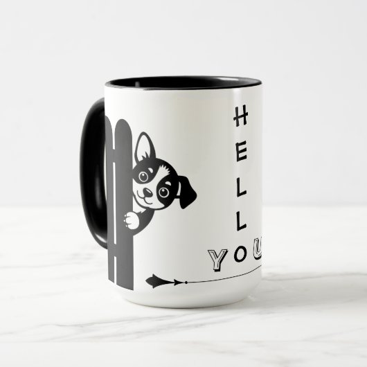 Peekaboo Puppy Funny Mug Mok (Voorkant links)
