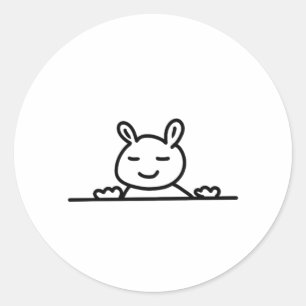 Peekaboo Rabbit Cartoon Sketch Classic Ronde Sticker