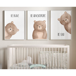 Peeking Beer Nursery Prints Set van 3 Affirmaties