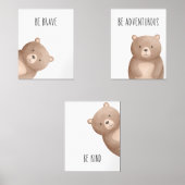 Peeking Beer Nursery Prints Set van 3 Affirmaties (Voorkant)