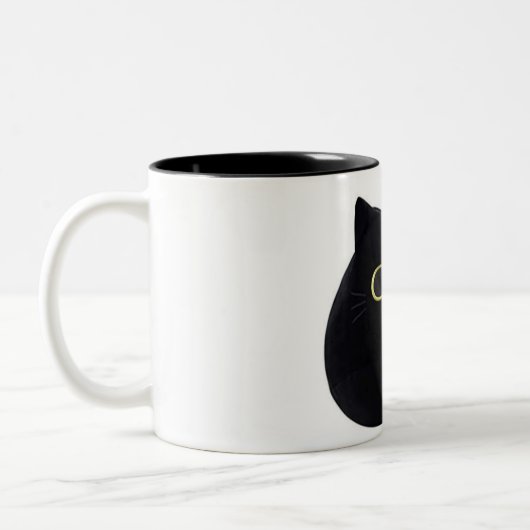 Peeking Black Cat Coffee Mug Curious Cat is Watch (Gauche)