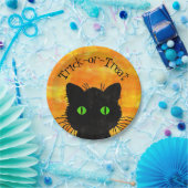 Peeking Black Cat Halloween Waterverf Design Papieren Bordje (Feest)