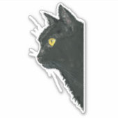 Peeking Black Cat Kat gezicht Sticker (Voorkant)