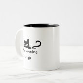 Peeking Black Cat Mok – Custom Text Coffee Cup (Voorkant links)