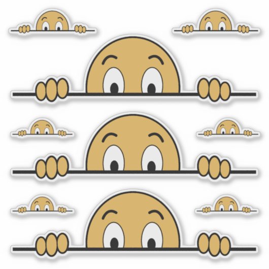 Peeking Cartoon Gezicht Contour Cut Sticker (Voorkant)