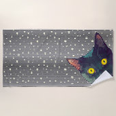 Peeking Cat Design Plage Serviette (Devant)