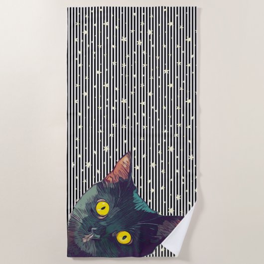 Peeking Cat Design Plage Serviette (Devant)