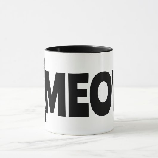 Peeking Cat Meow Design Coffee Mug (Centre)