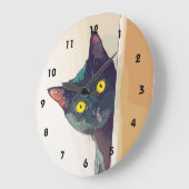 Peeking Cat Wall Clock Grote Klok (Hoek)