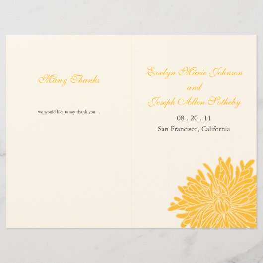 Peeking Chrysanthemum Programme de mariage (Devant)