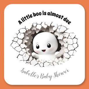 Peeking Little Boo Ghost Baby shower Papier Onderz Vierkante Kartonnen Onderzetter