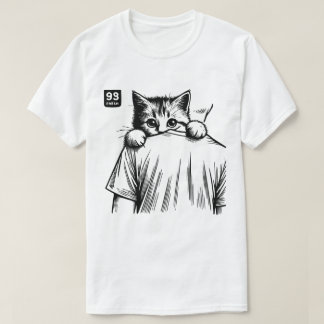 Peeking Pawfect: Sneaky Cat Sketch T-shirt