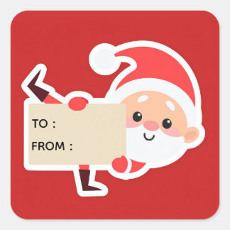 Peeking Santa Christmas Gift Sticker