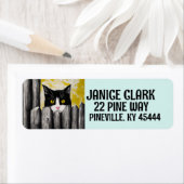 PEEKING TUXEDO CUTE CAT RETOUR ADRESSE ÉTIQUETTES (En situation)